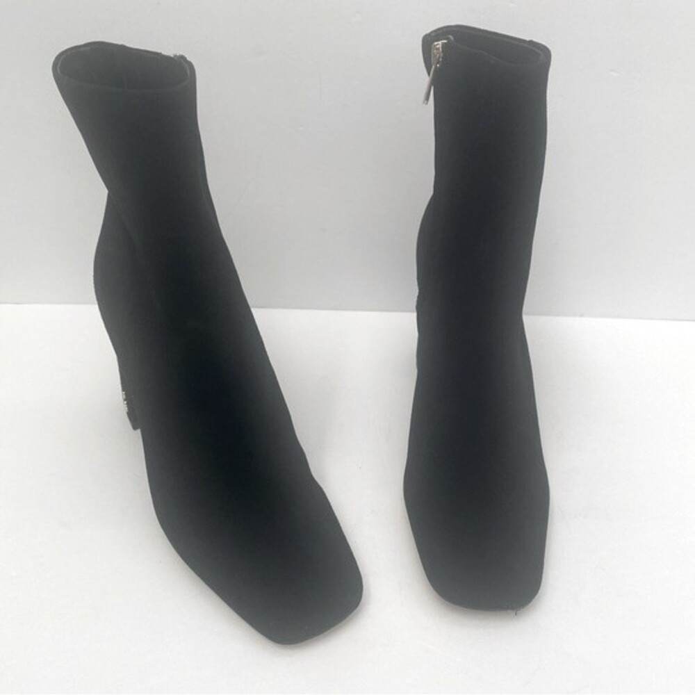 SAM EDELMAN Codie Black Leather Side Zipper Square Toe Heeled Booties Size 10.5 - Picture 6 of 11